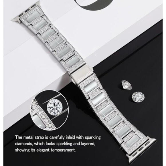 Handodo Guard Band Apple Watch Bend Silver White Catseye 42mm (44/45/46/49mm) - Picture 5 of 15